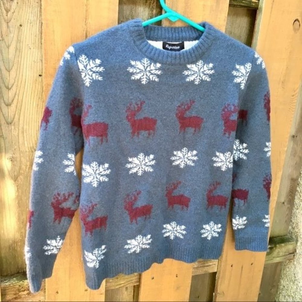 Repartee Christmas Sweater Youth M boys kids deer